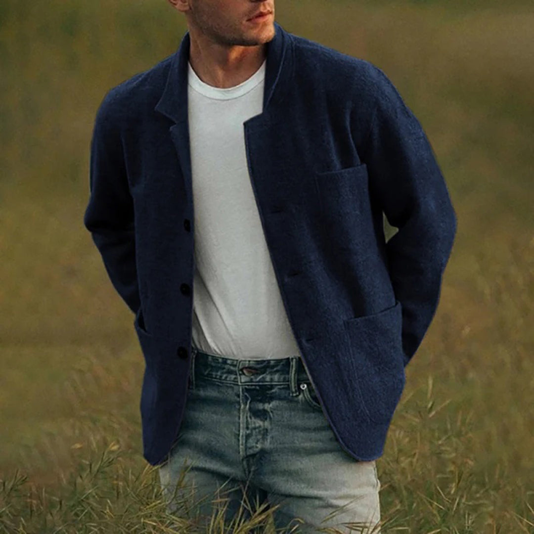 Levoire | Cardigan En Tricot Décontracté Avec Patte De Boutonnage Bleu