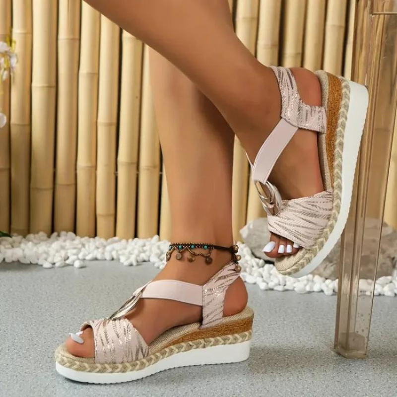 Levoire | Sandales Espadrilles Élégantes Avec Des Sangles Texturées Rosa