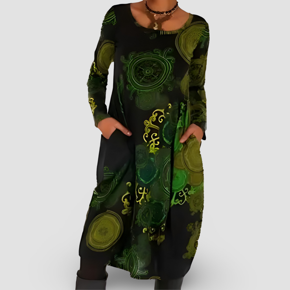 Levoire | Robe D'Hiver À L'Élégance Bohème Verte