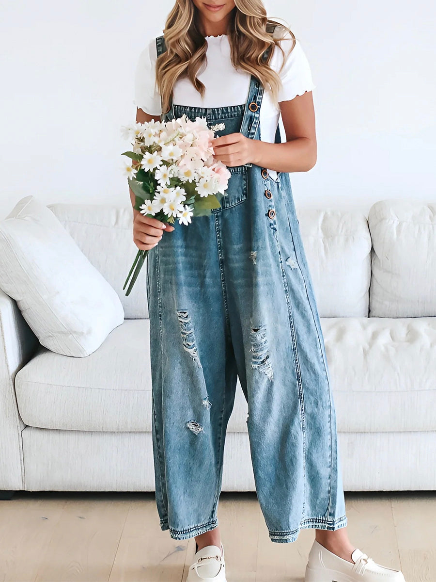 Levoire | Salopette En Jean Détachée En Look Usé