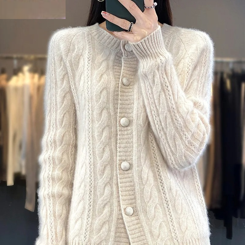 Levoire | Gilet pour Femmes Gilet Tricoté Doux avec Col Rond et Bouton Blanc
