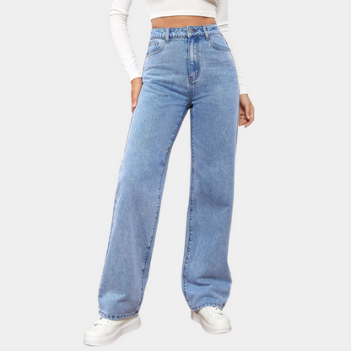 Levoire | Pantalon chic pour femmes Jean baggy décontracté à coupe détendue Bleu clair