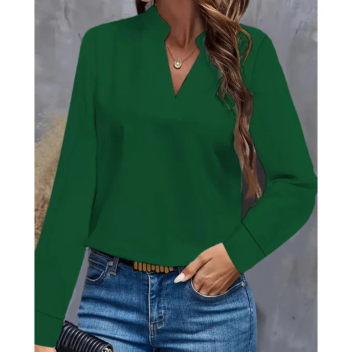 Levoire | Blouse à col en V à manches longues Confortable Vert
