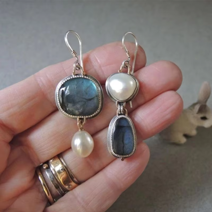 Levoire | Collection De Vin Boucles D'Oreilles En Pierre Naturelle Bleue Argent
