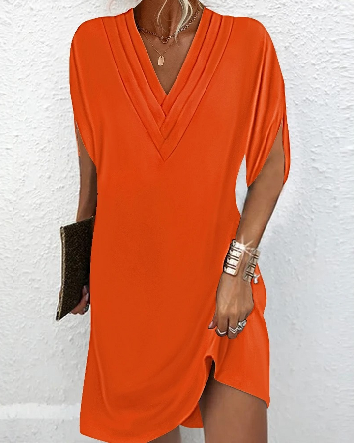 Levoire | Robe Mini Décolleté Élégante Femme Orange
