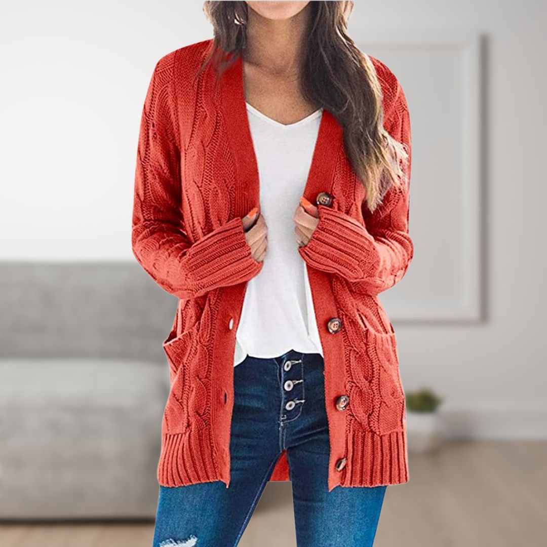 Levoire | Gilet Tricot Mi-Long Avec Boutons Pour Femmes