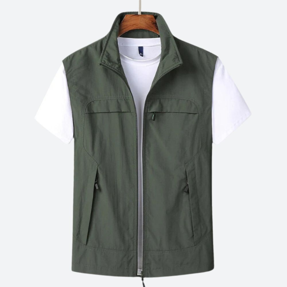 Levoire | Gilet élégant pour hommes avec fermeture éclair vert olive