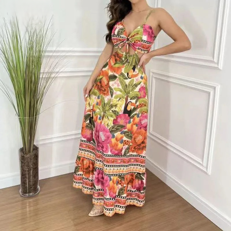 Levoire | Robe Longue Tropicale Orange