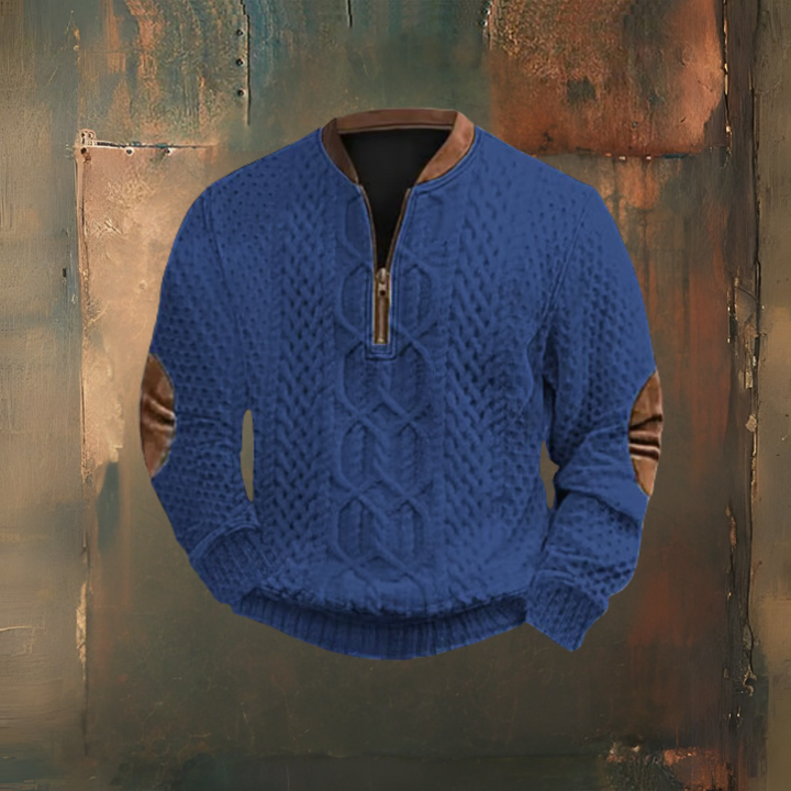 Levoire | Pull À Impression Texte Rétro Western Pour Hommes Bleu