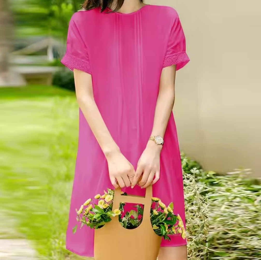 Levoire | Robe Élégante Avec Encolure Ronde Rosa