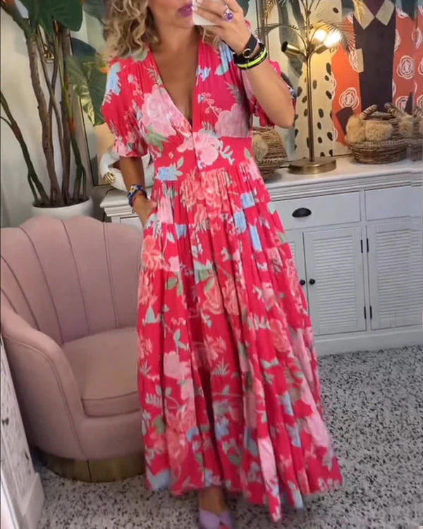 Levoire | Robe Longue Élégante À Décolleté En V Rot