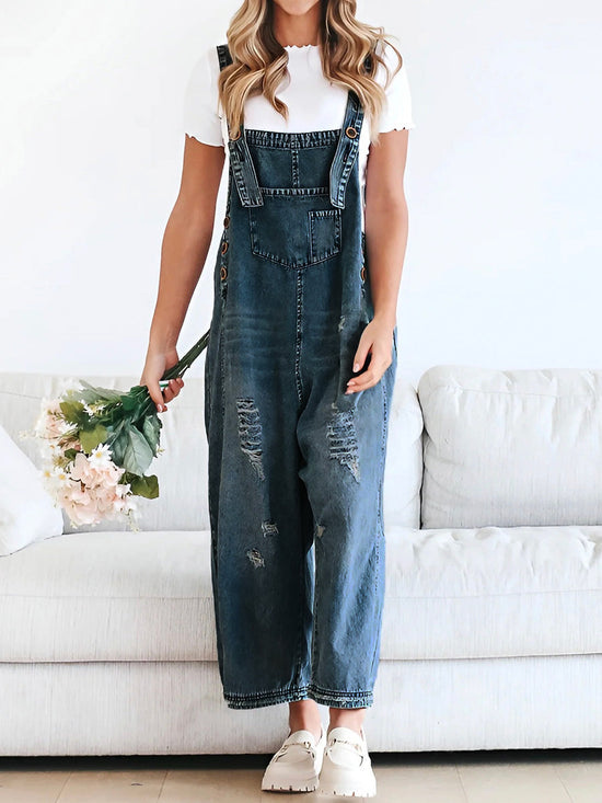 Levoire | Femme Salopette en Denim Décontractée Confortable & Élégante Bleu foncé