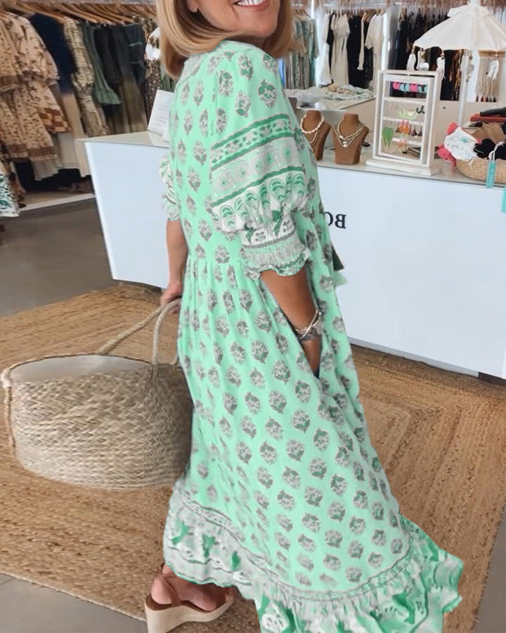 Levoire | Robe Maxi Bohémienne À Volants Pour Femmes
