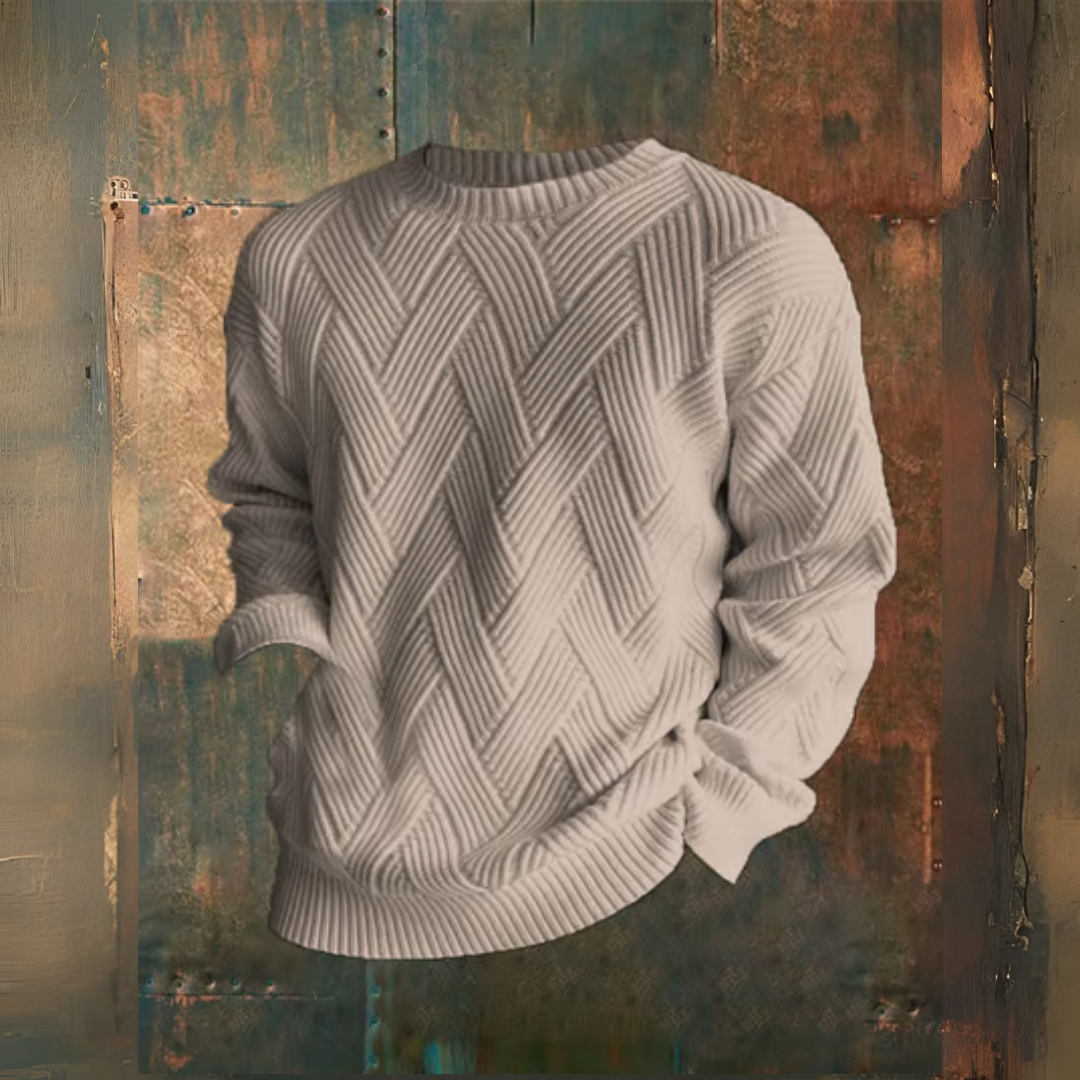 Levoire | Motif À Carreaux Col Rond Décontracté Sweatshirt Khaki