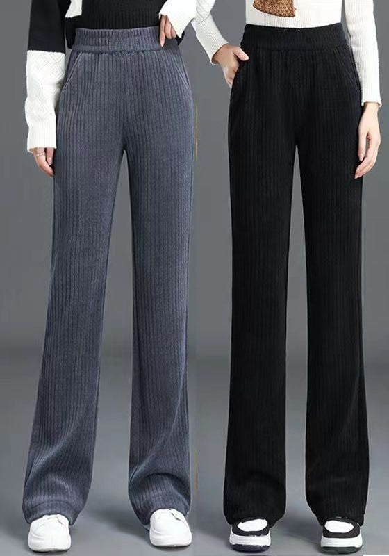Levoire | Pantalons pour femmes à taille élastique Gris+Noir
