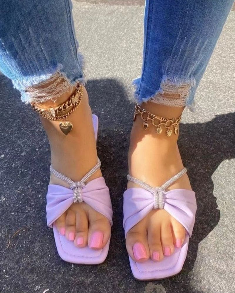Levoire | Sandales Avec Couleur Unie Et Nœud Lila