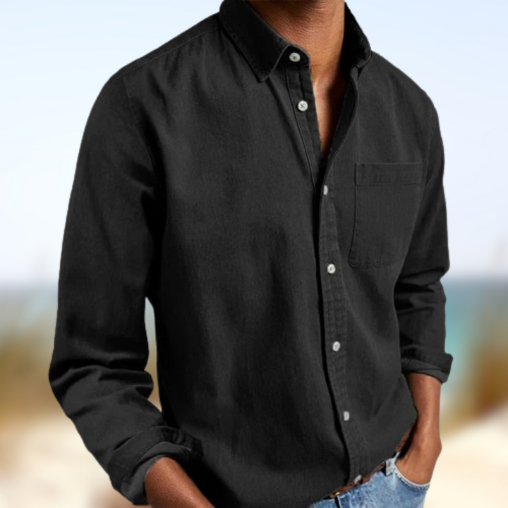 Levoire | Chemise décontractée effet lin Nero