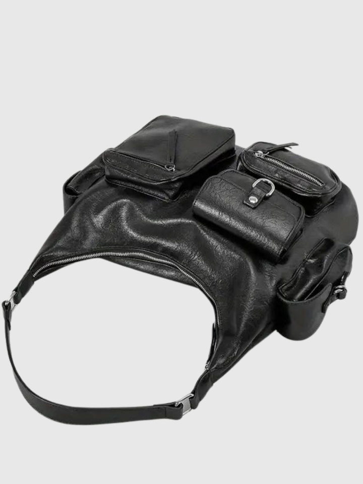 Levoire | Sac À Épaule Noir Avec Poches Latérales