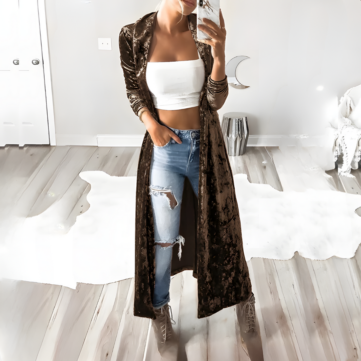 Levoire | Veste Dames En Velours Élégant Braun