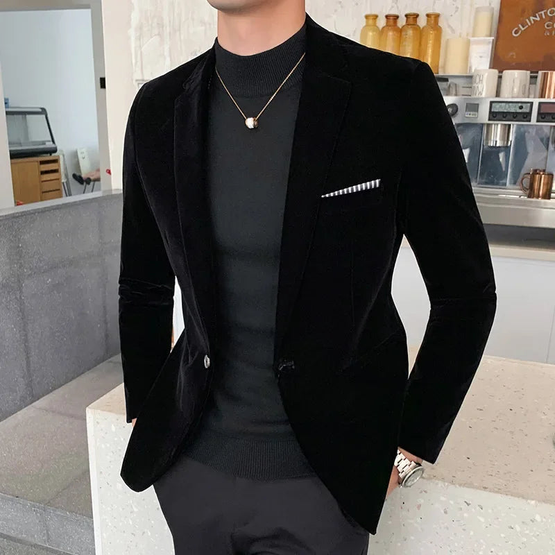Levoire | Veste en velours luxueuse pour hommes Noir