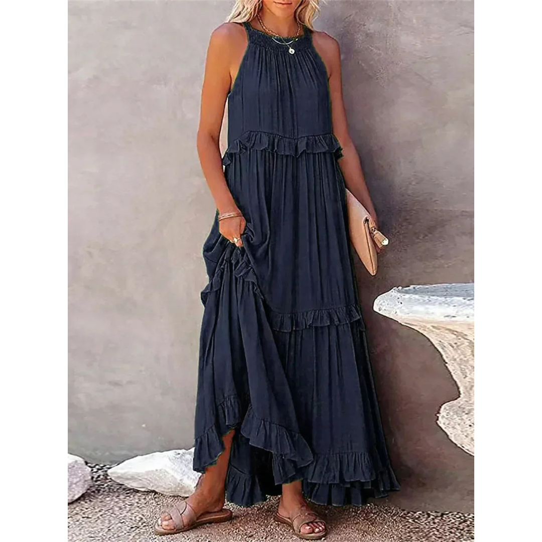 Levoire | Robe D'Invite De Mariage À Ourlet Volant Et Dos Nu - Maxi Vert
