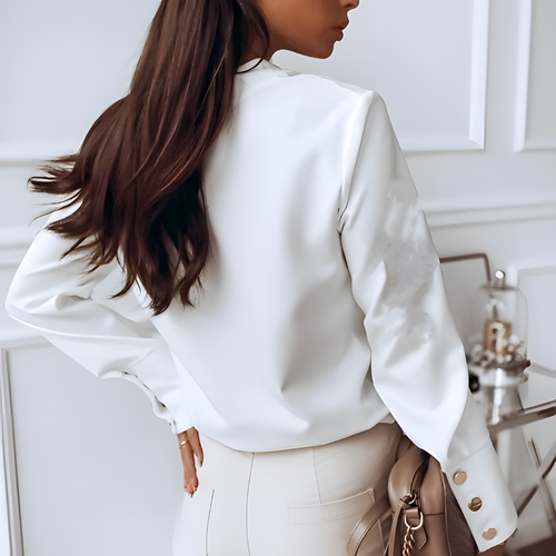 Levoire | Chic Chemise Longue À Manches Longues En Satin Boutonnée