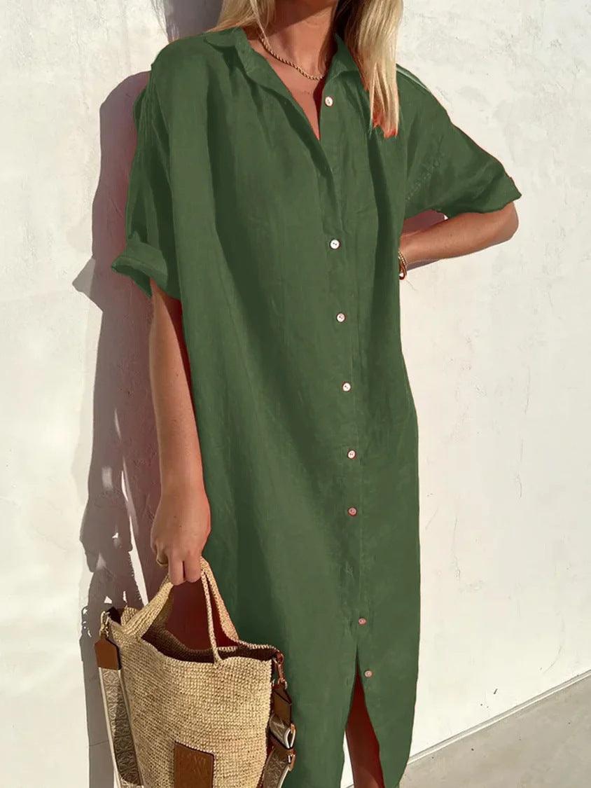 Levoire | Robe De Loisir Pour Femmes Manches Longues, Coupe Décontractée Vert olive