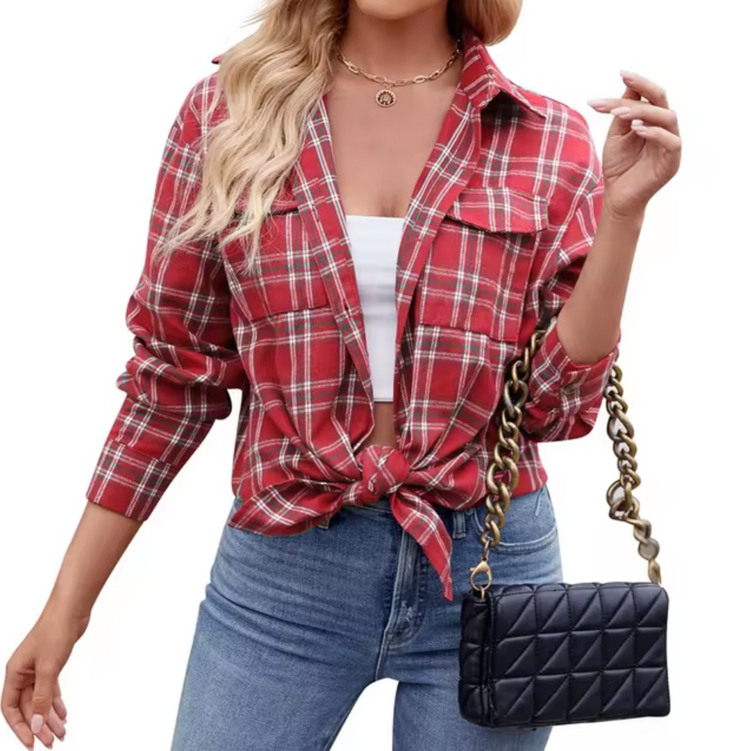 Levoire | Chemise À Manches Longues À Carreaux Rouge Blanc