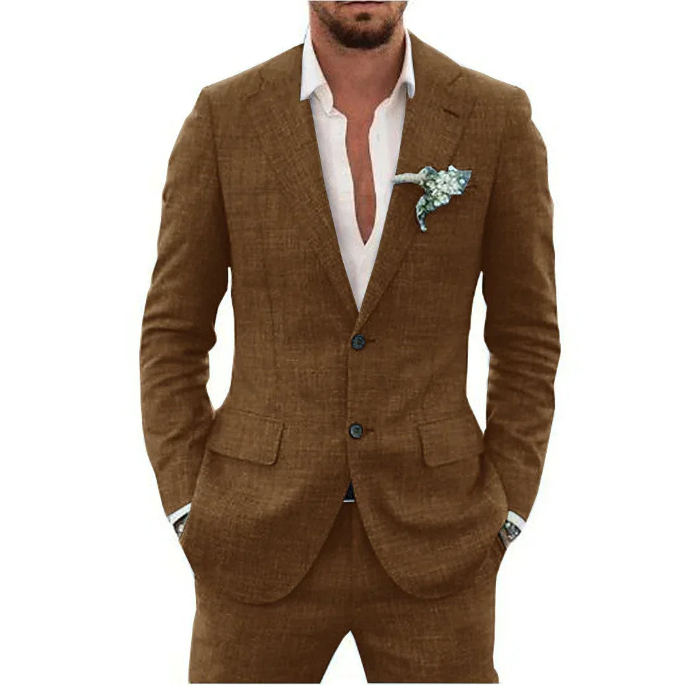 Levoire | Costume en lin pour hommes Braun