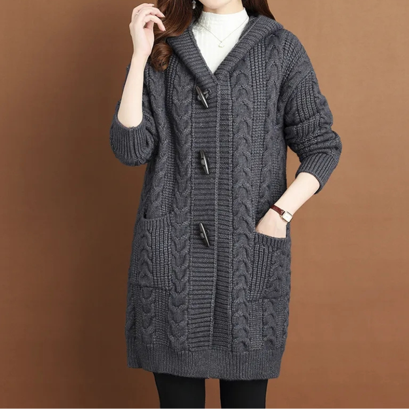 Levoire | Veste à capuche femme à bascule et maille design Gris