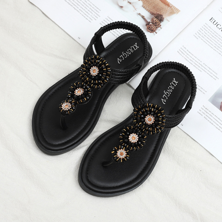 Levoire | Hauskatto Boho Femmes Sandales Pour L'Été Noir