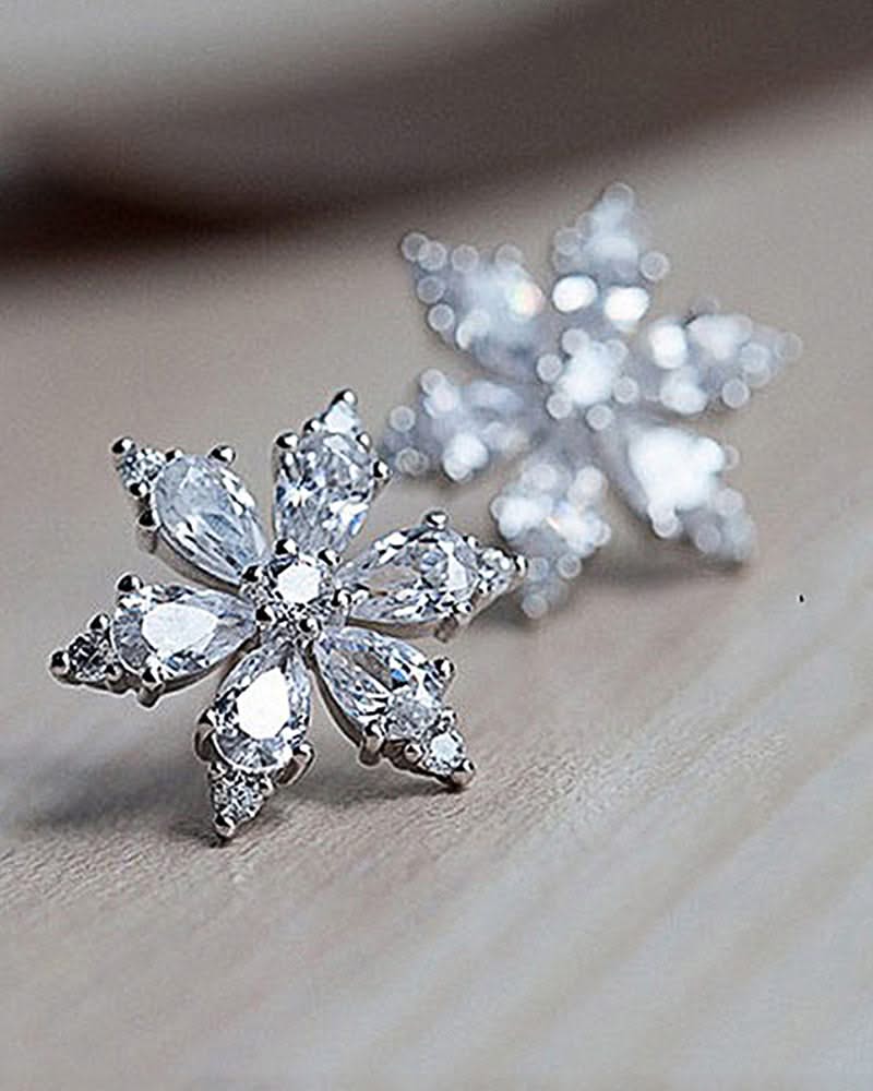Levoire | Boucles D'Oreilles Zircon Fleur De Flocon De Neige