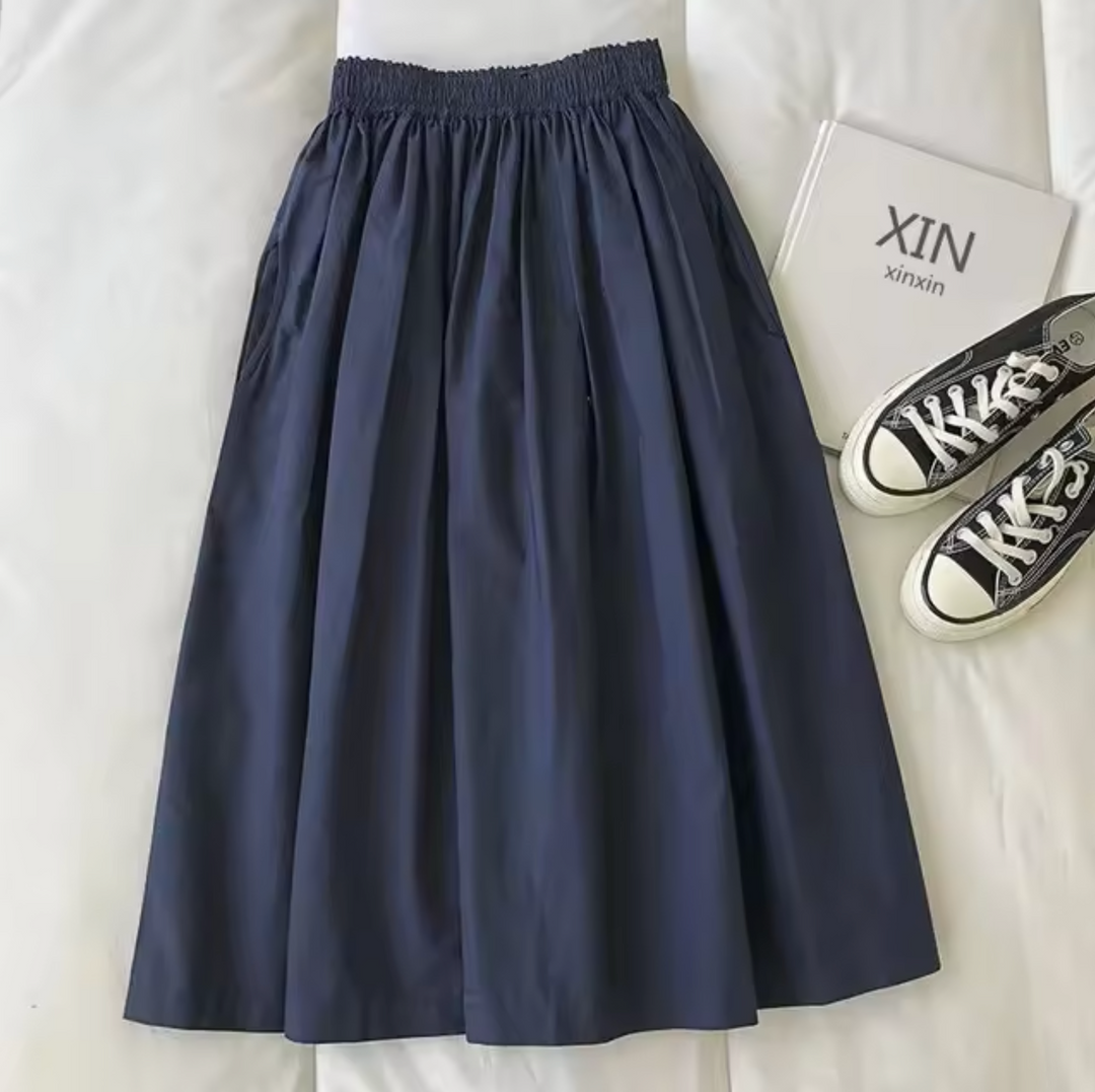 Levoire | Jupe Ample Taille Haute Marine bleu