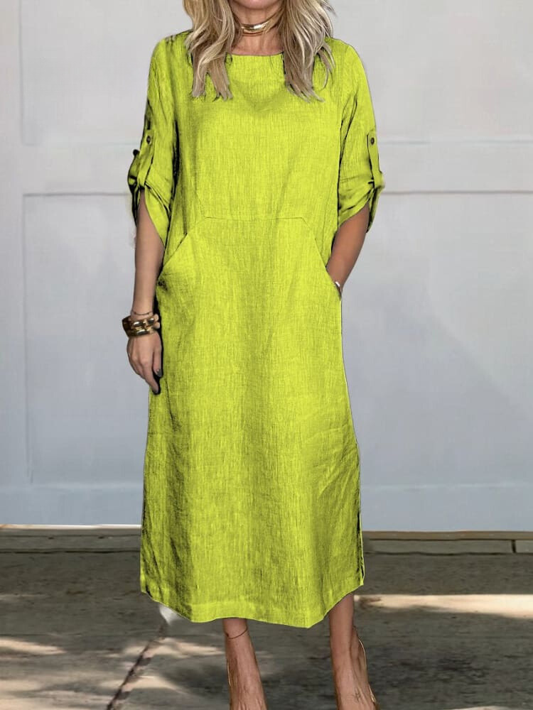 Levoire | Robe En Lin Monochrome Confortable Jaune