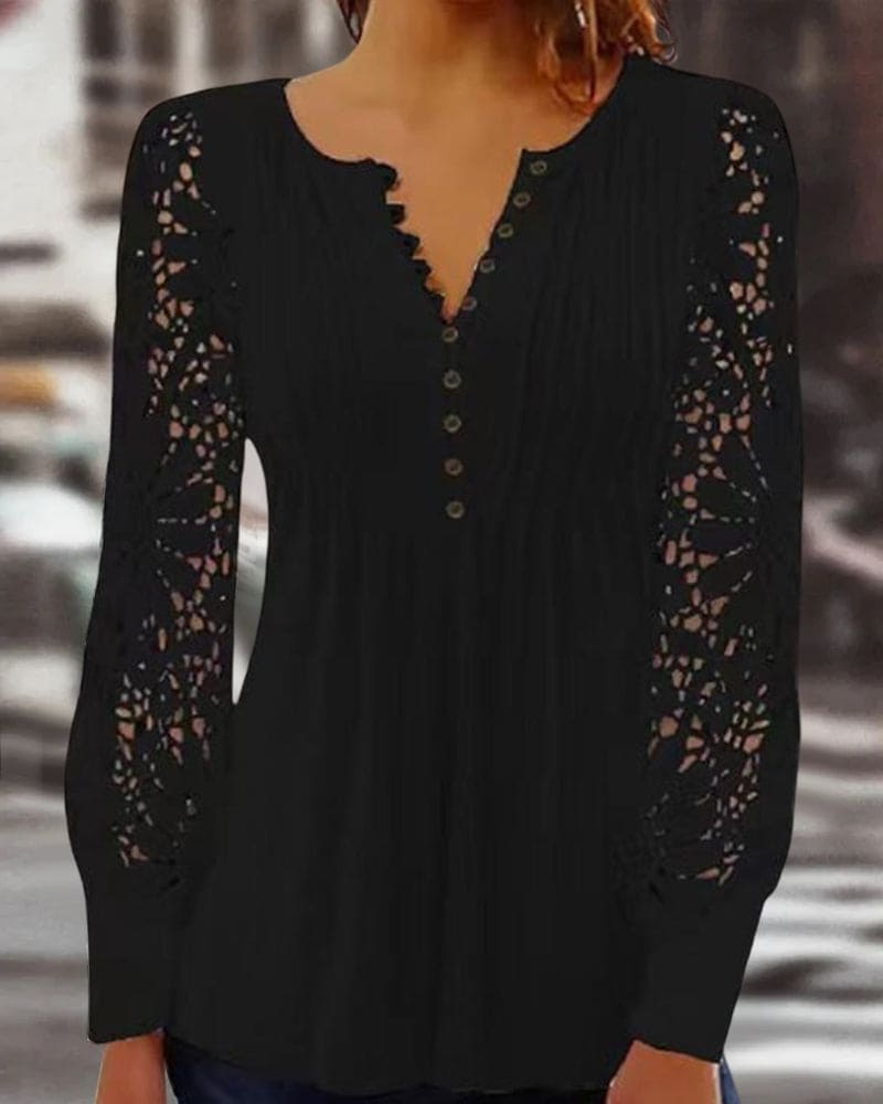 Levoire | Blouse En Dentelle À Manches Longues Et Décolleté En V