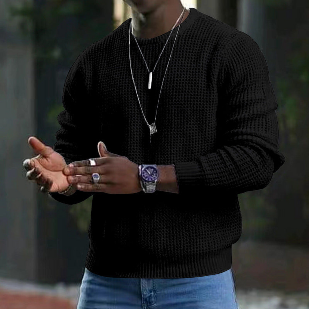 Levoire | Pull Avec Col Rond FR Hommes Chaud Noir
