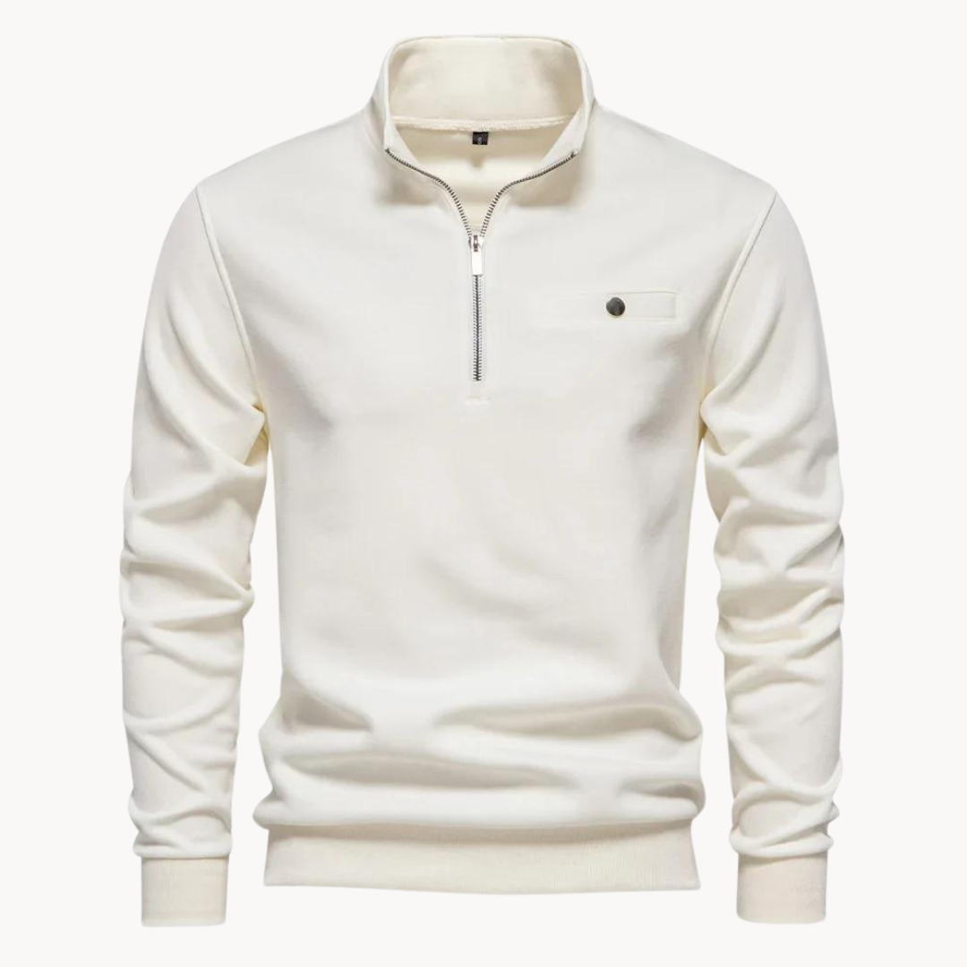 Levoire | Pull Manches Longues Chaud Zippé Demi Beige