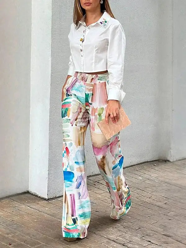 Levoire | Taille Haute Pantalons Droits Multicolore