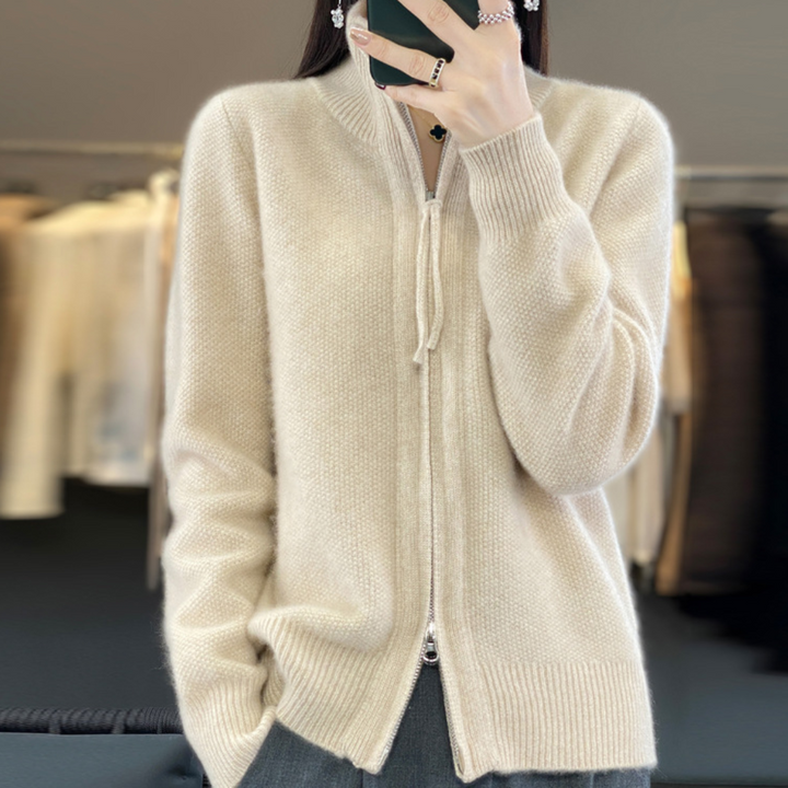 Levoire | Cardigan Zippé Élégant Et Confortable Beige