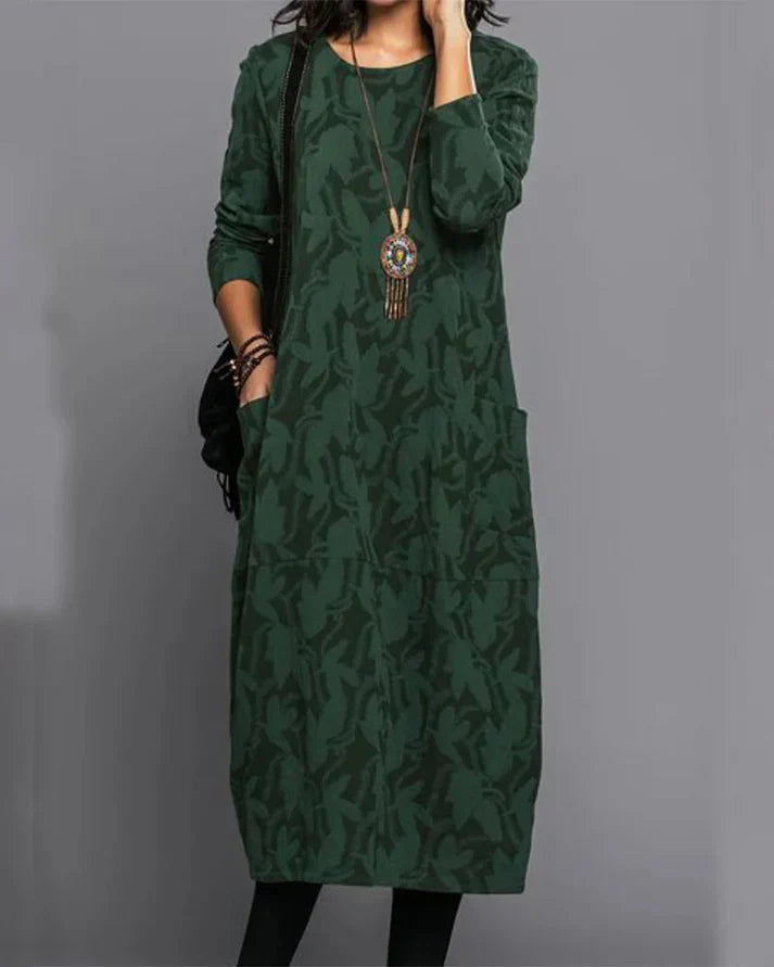 Levoire | Robe Longue Élégante Avec Poche Vert