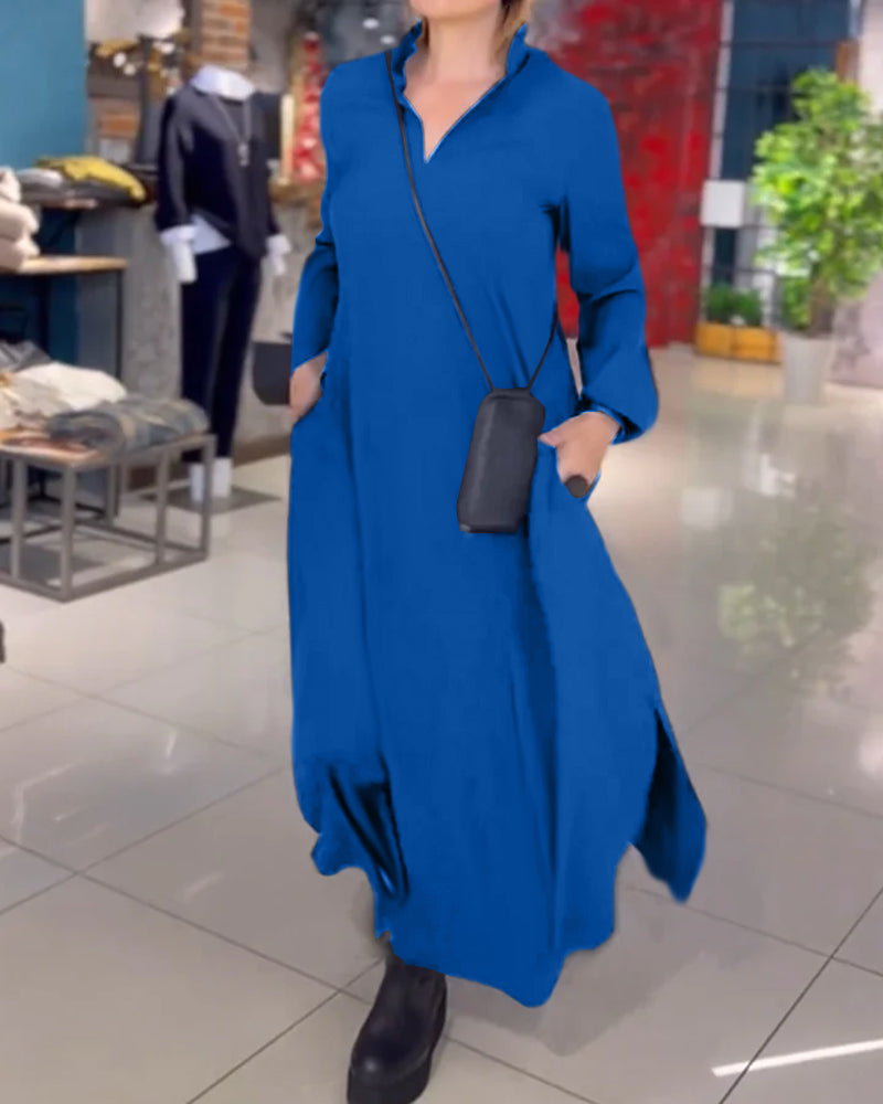 Levoire robe longue avec fente latérale Bleu