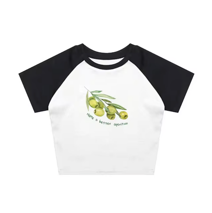 Levoire | Tops Avec Motifs D'Olives Blanc – manches noires