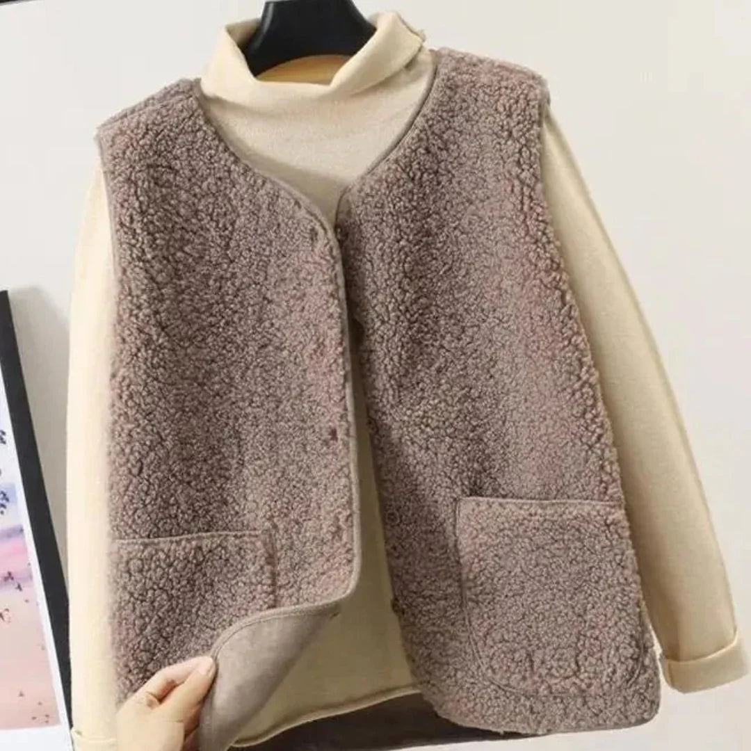 Levoire | Chaud sans manches pour femmes fermeture à boutons Hellkhaki