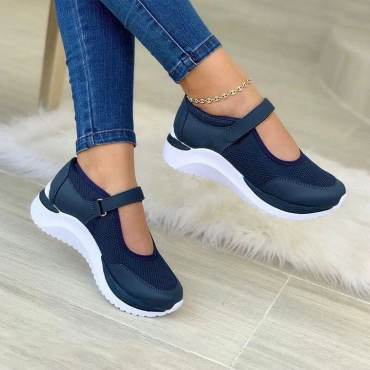 Levoire | Baskets Confortables Pour - Femmes - Sangle Velcro Bleu Marine