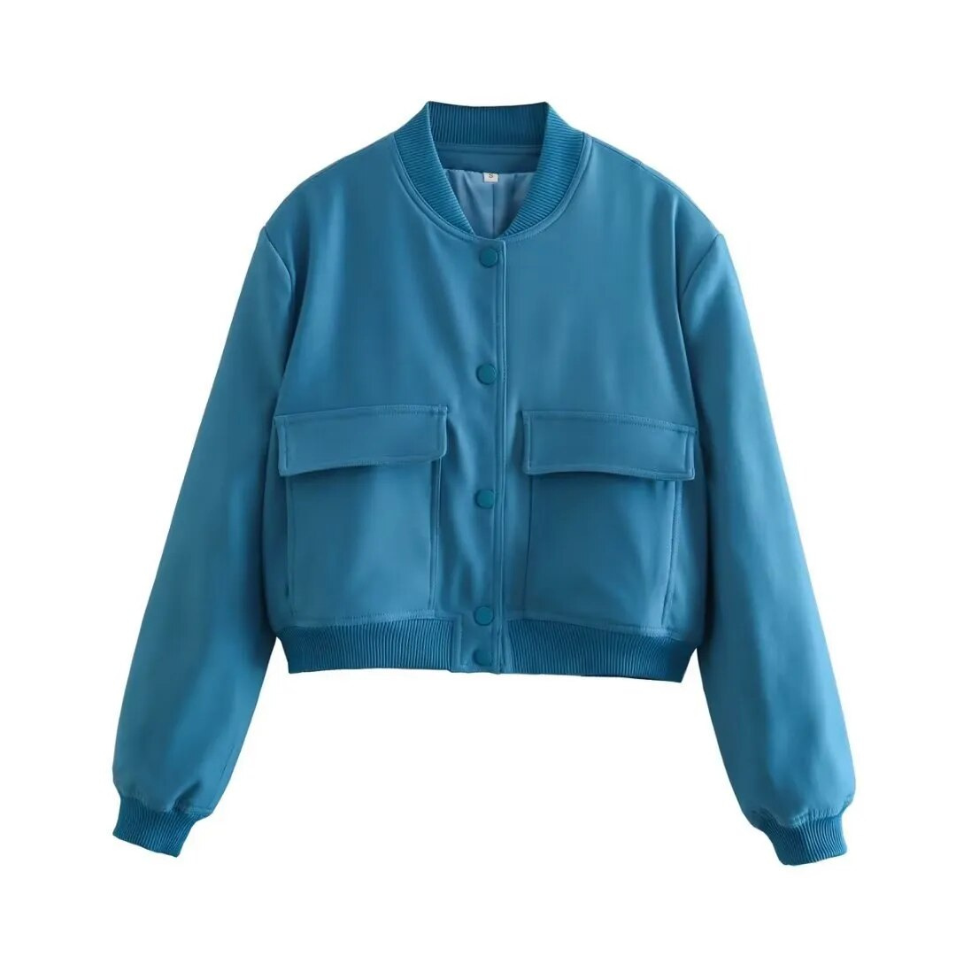 Levoire | Veste courte avec col rond pour femmes Bleu