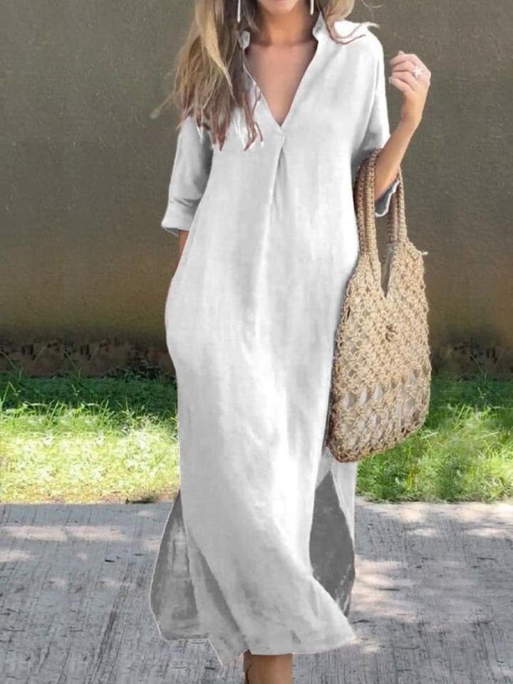 Levoire | Robe Midi Femme Tissu Fluide Robe Femme Blanc