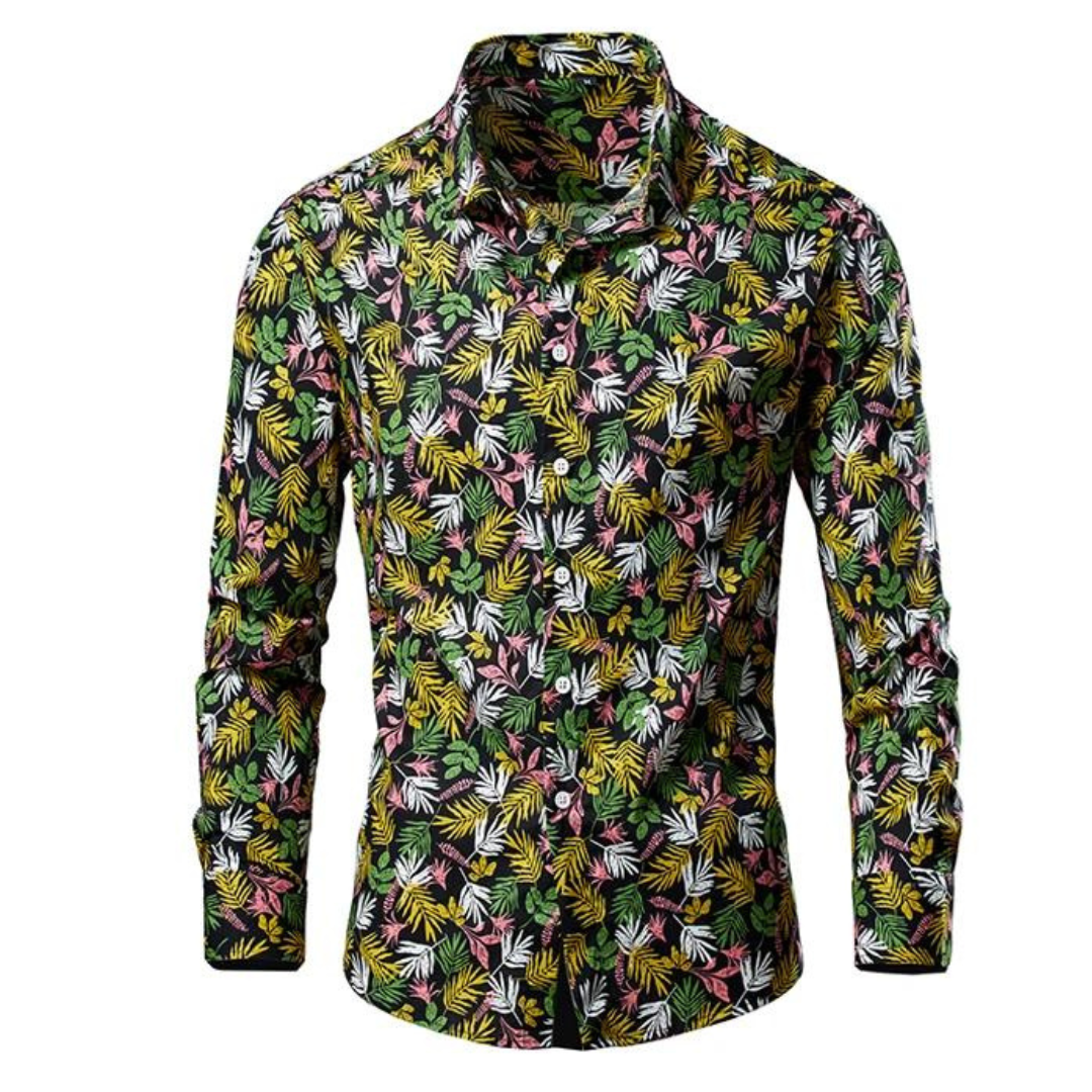 Levoire | Chemise À Fleurs Elegant Hommes Vert