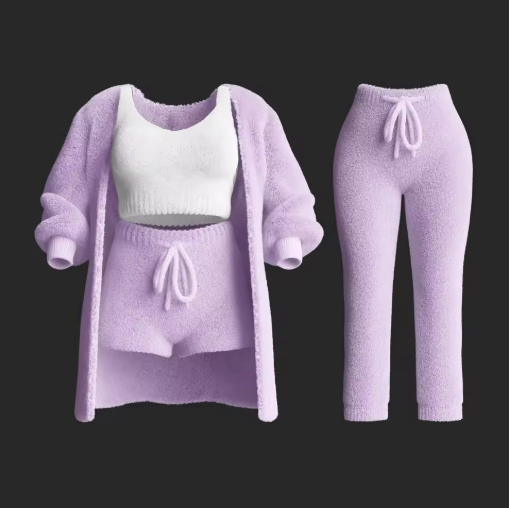 Levoire | Ensemble Confort Lux Gilet, Soutien-Gorge, Shorts, Pantalons Et Chaussettes Violet