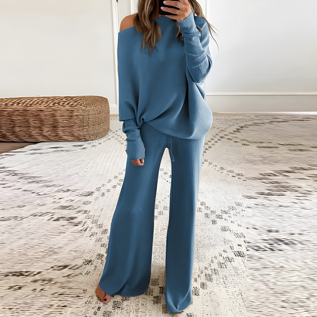Levoire | Ensemble De Pull Décontracté À Deux Pièces Bleu