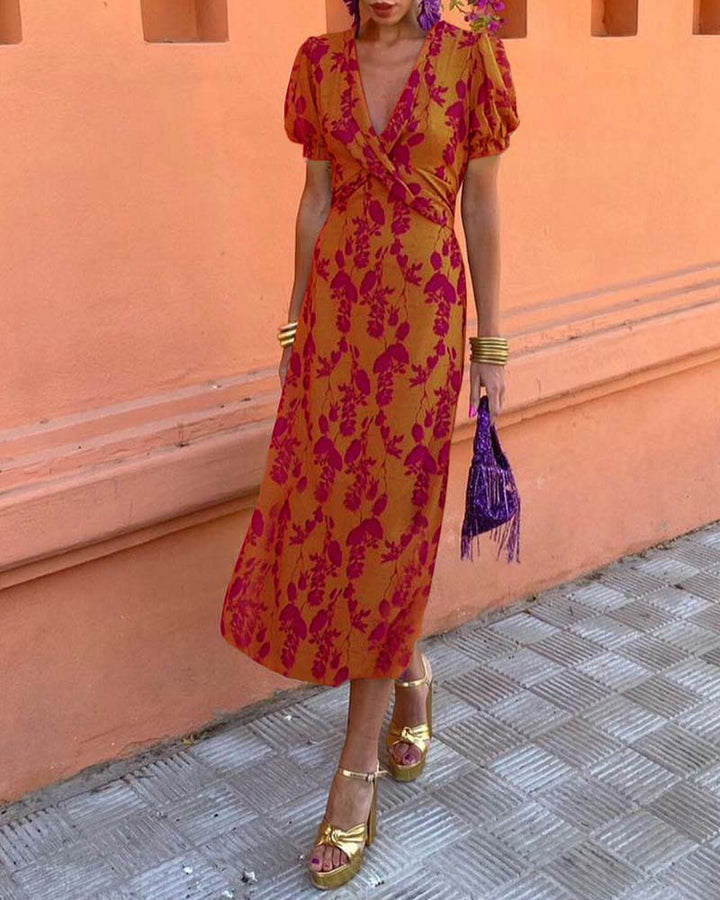 Levoire | Robe Élégante Ajustée Avec Manches Bouffantes